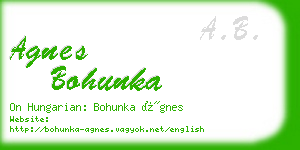 agnes bohunka business card